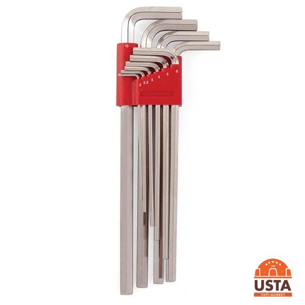 İzeltaş Altı Köşe Allen Anahtar Takımı Uzun Boy 10'lu