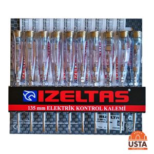 İzeltaş Düz Uçlu Kontrol Kalemi 135 mm 10'lu Paket