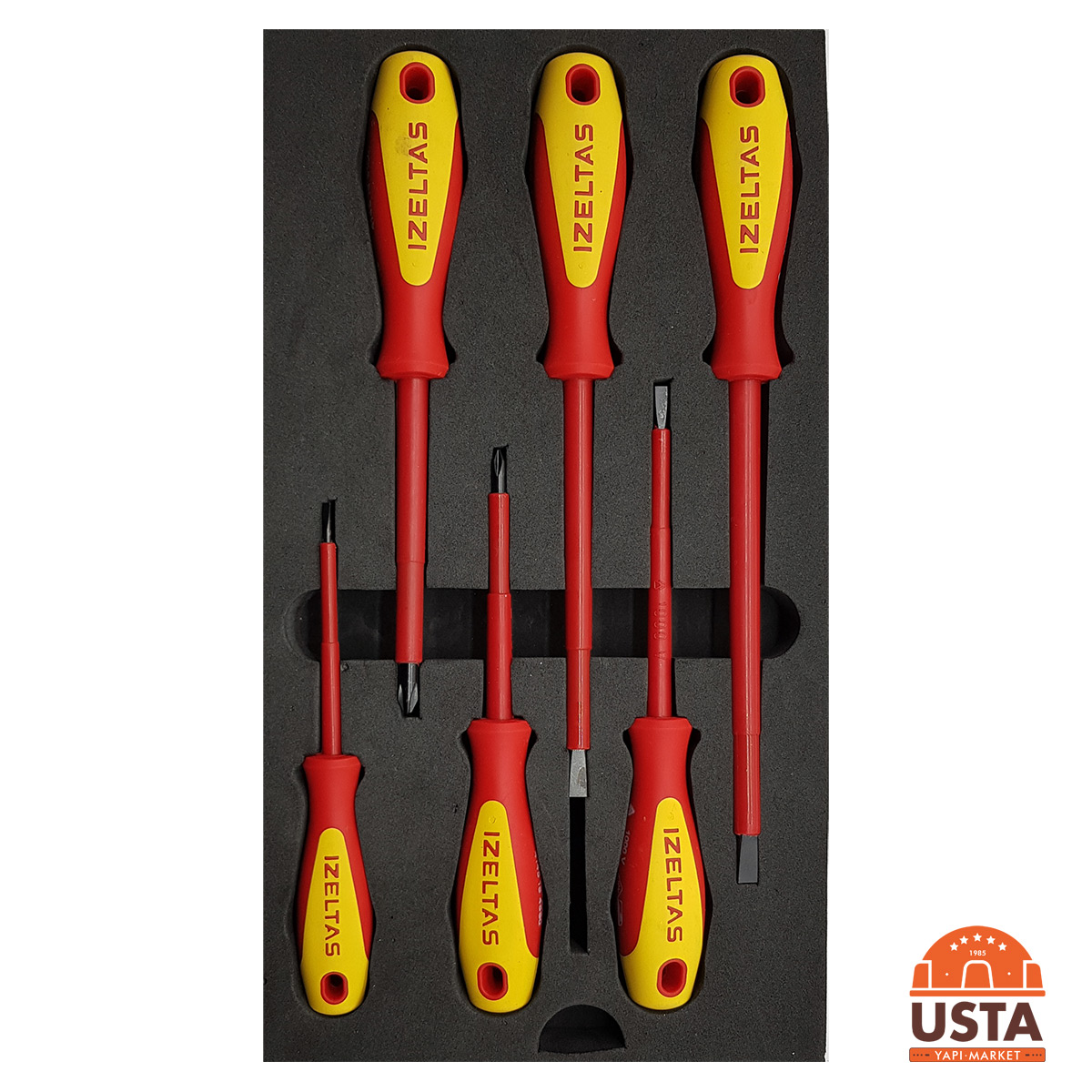 İzeltaş 1000V İzoleli Elektrikçi Tornavida Seti 6 Parça