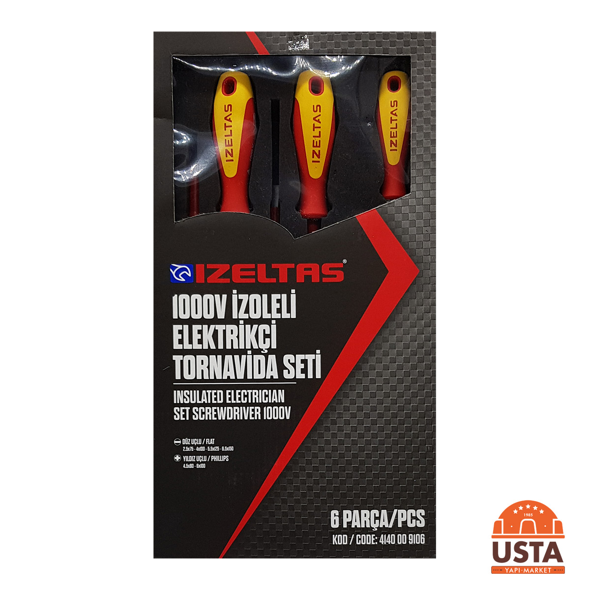 İzeltaş 1000V İzoleli Elektrikçi Tornavida Seti 6 Parça - Görsel 2