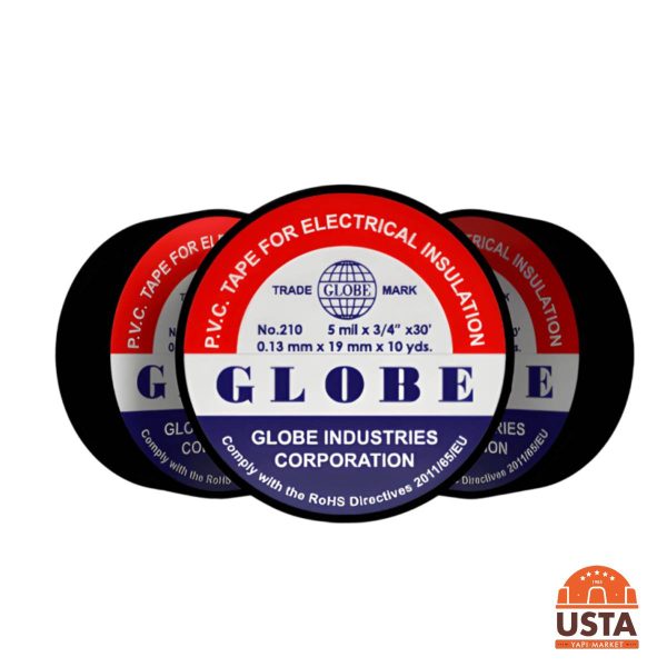 Globe izole Bant Siyah 19 mm x 10 m