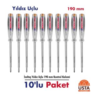İzeltaş Yıldız Uçlu Kontrol Kalemi 190 mm 10'lu Paket