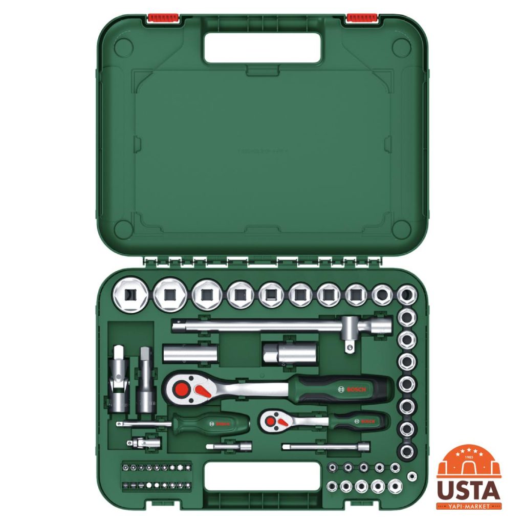 Bosch Lokma Takımı 1/4" + 1/2" Cırcır Anahtar Seti 57 Parça