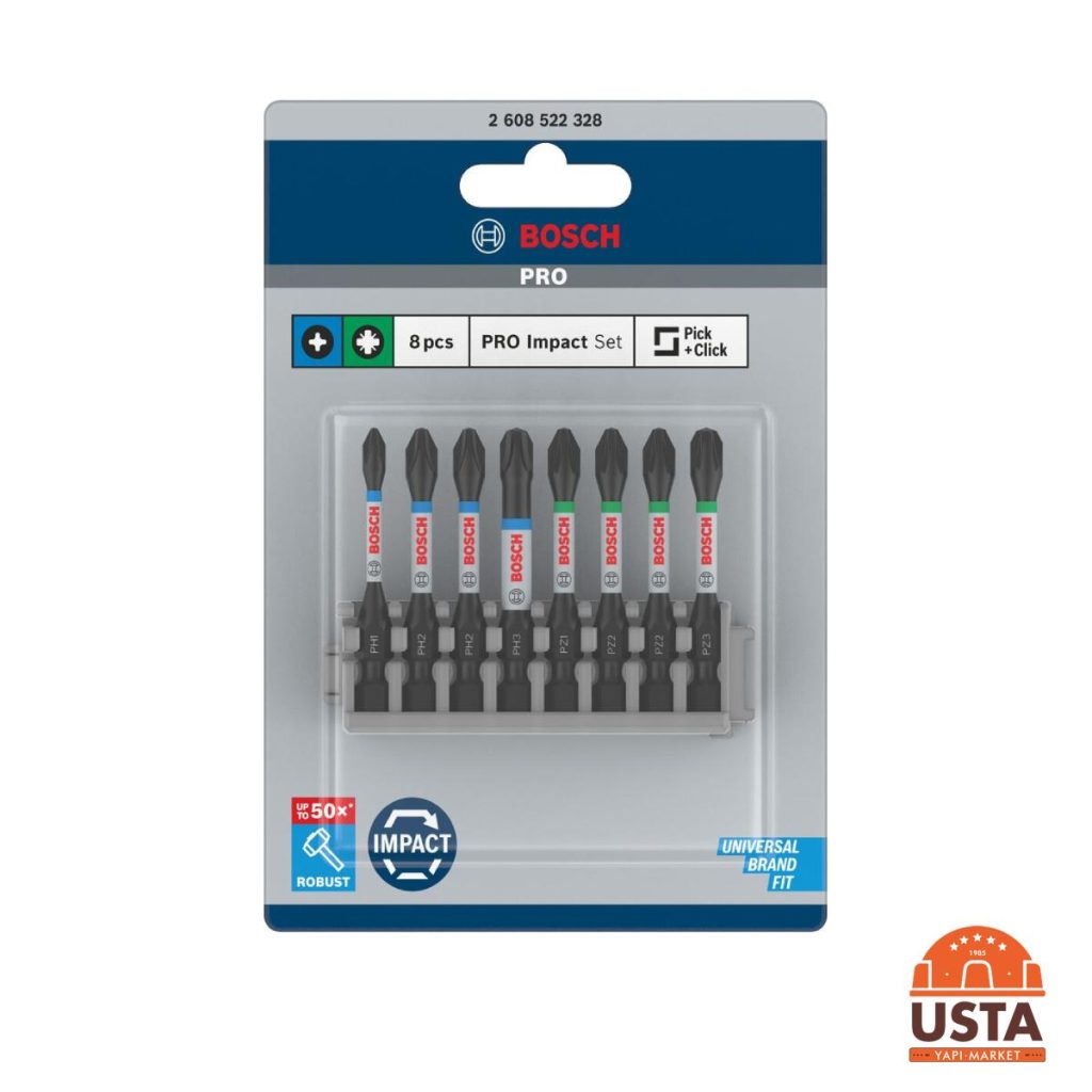Bosch impact Control 8 Parça 50 mm PH PZ Bits Uç Seti