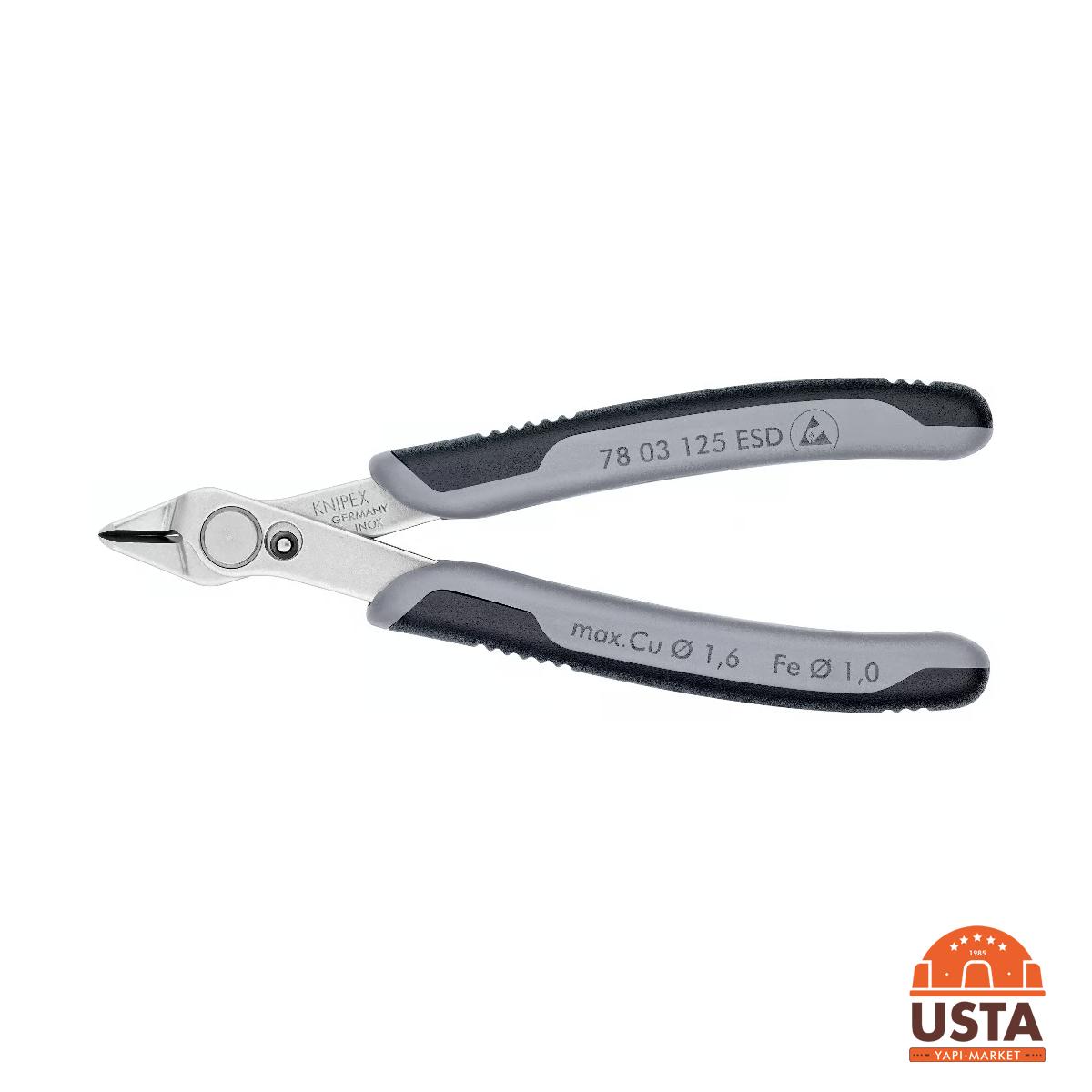 Knipex Antistatik Yan Keski Super Knips 125 mm 78 03 125 ESD Knipex Antistatik Yan Keski Super Knips 125 mm 78 03 125 ESD