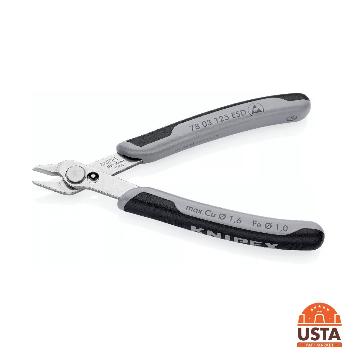 Knipex Antistatik Yan Keski Super Knips 125 mm 78 03 125 ESD Knipex Antistatik Yan Keski Super Knips 125 mm 78 03 125 ESD - Görsel 8