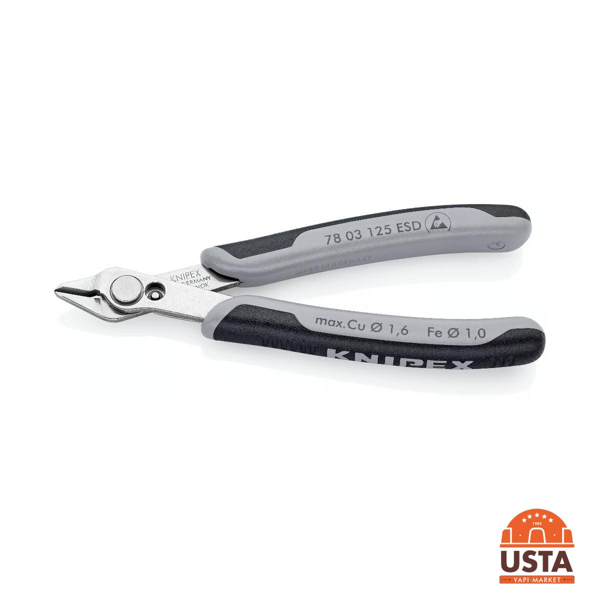 Knipex Antistatik Yan Keski Super Knips 125 mm 78 03 125 ESD Knipex Antistatik Yan Keski Super Knips 125 mm 78 03 125 ESD - Görsel 7