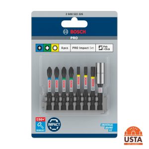 Bosch PRO impact Set 8 Parça T/PZ/PH Adaptörlü Karışık Uç Seti